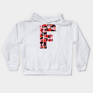 Letter F Watercolour Leopard Print Alphabet Red Kids Hoodie